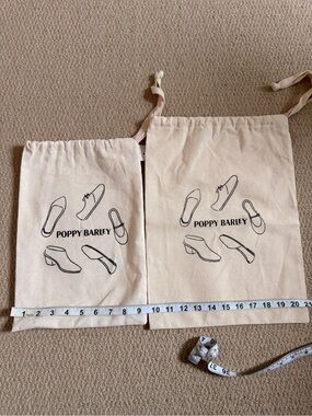 Poppy Barley Canvas Drawstring Shoe Bags — Natural